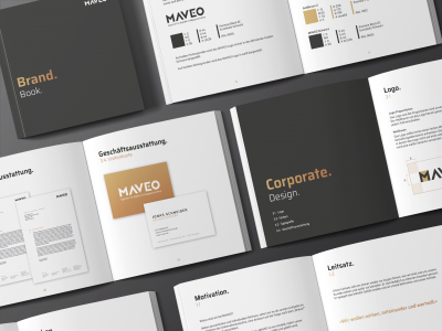 Übersicht des Brandbooks mit Corporate Design von MAVEO
