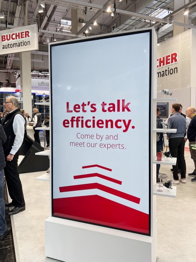 Bucher Messestand Positionierungsclip